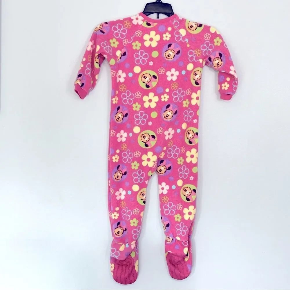 Disney Minnie Mouse Footed Pink Fleece Sleeper Floral Pajamas Footie 1-piece 3T